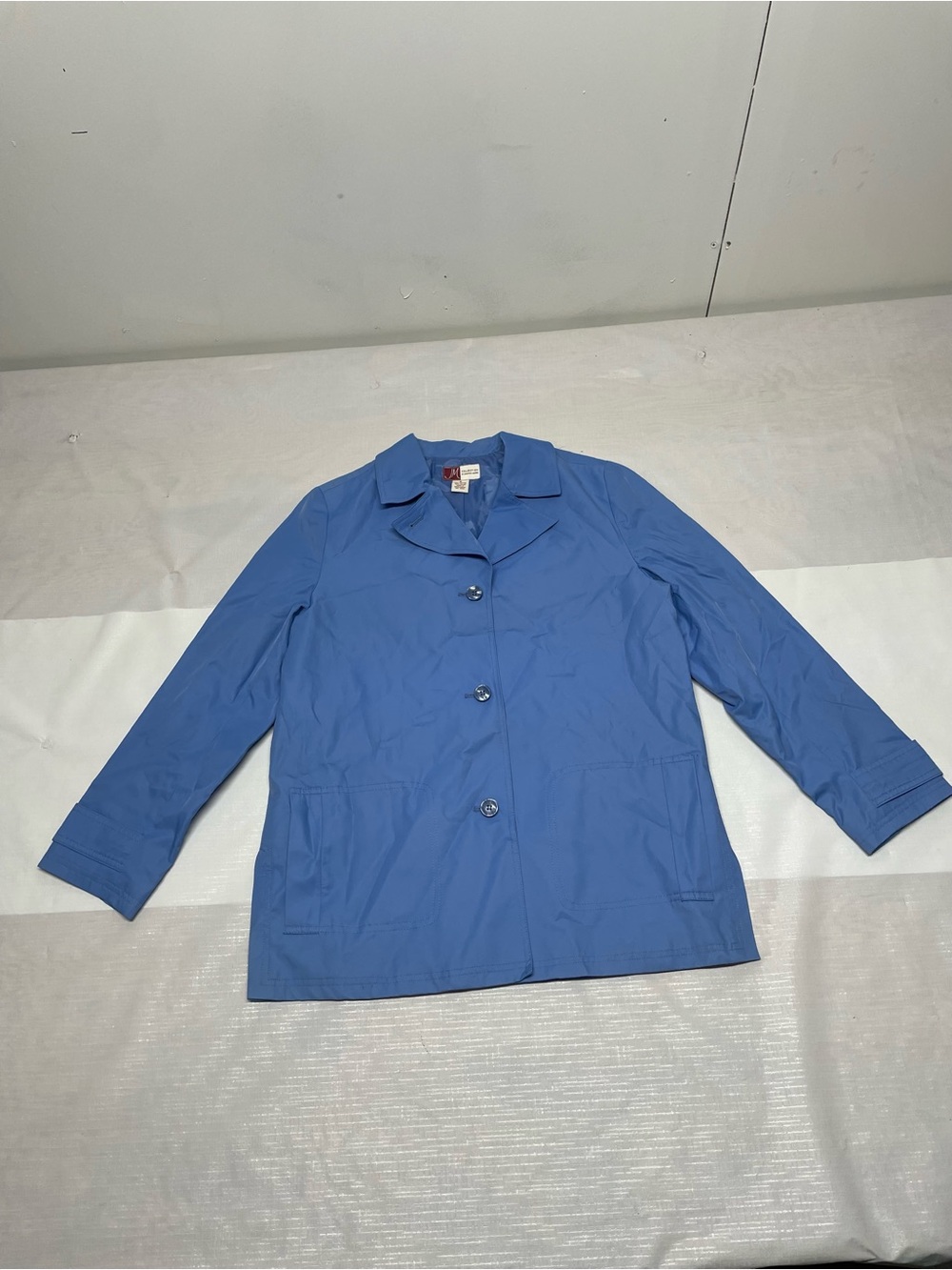 JM Collection Light Blue Button-Front Trench Jacket Sz:8
